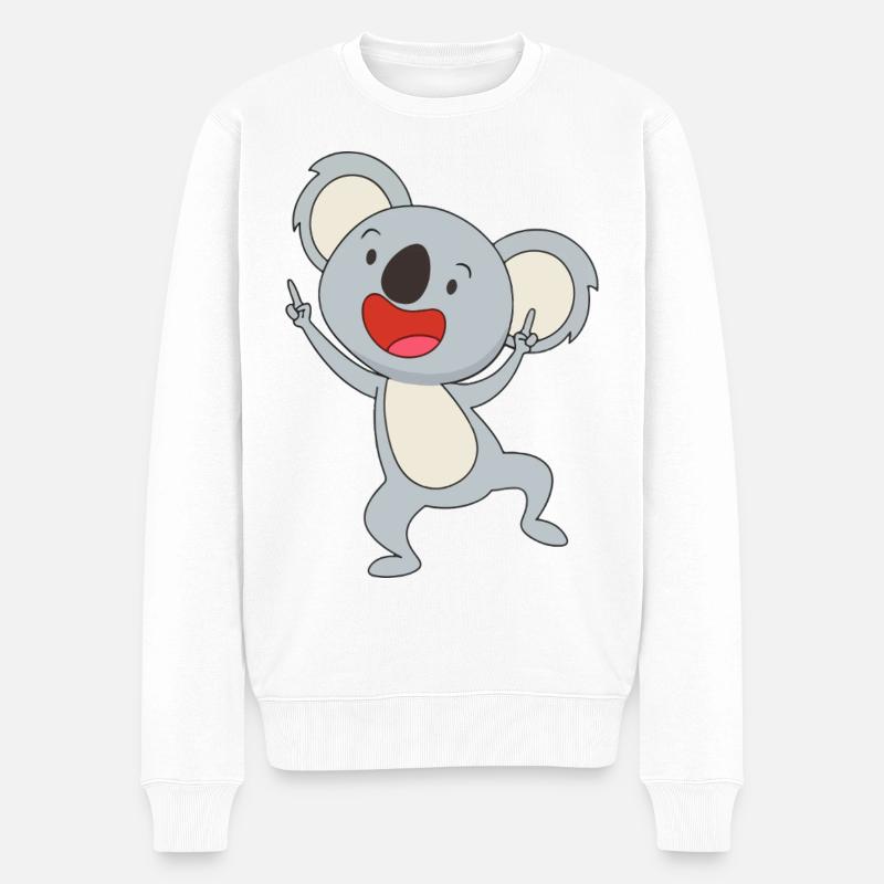 Dancing Koala Joy - Männer Premium Bio Pullover - Weiß
