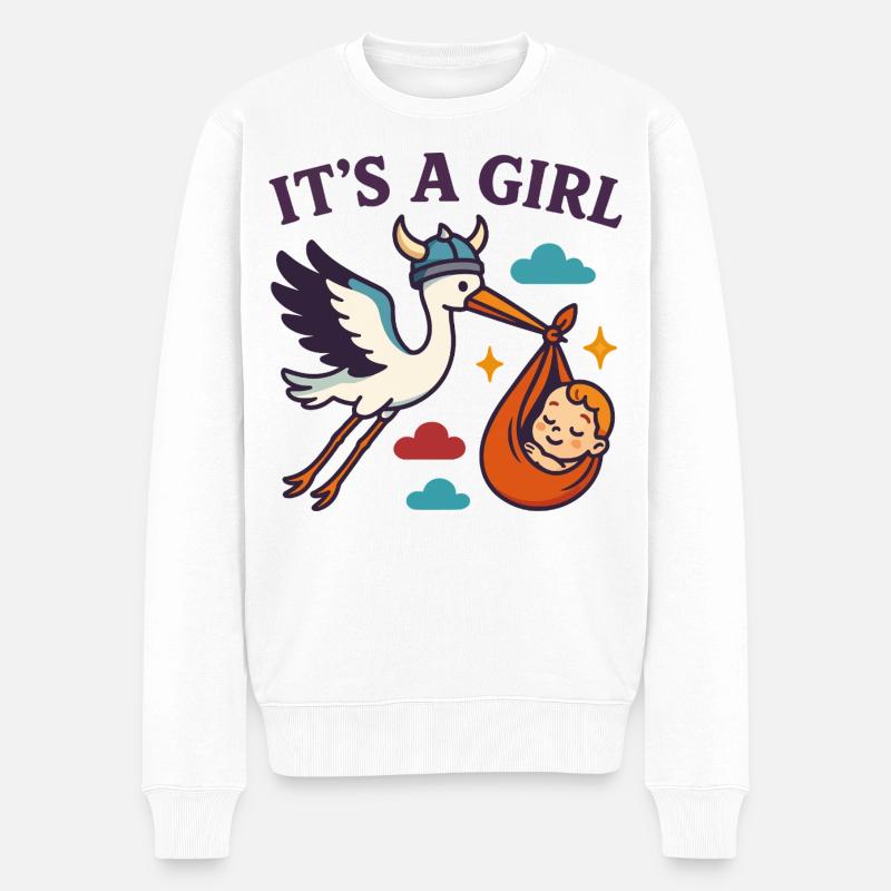 Viking Girl Arrival - Männer Premium Bio Pullover - Weiß