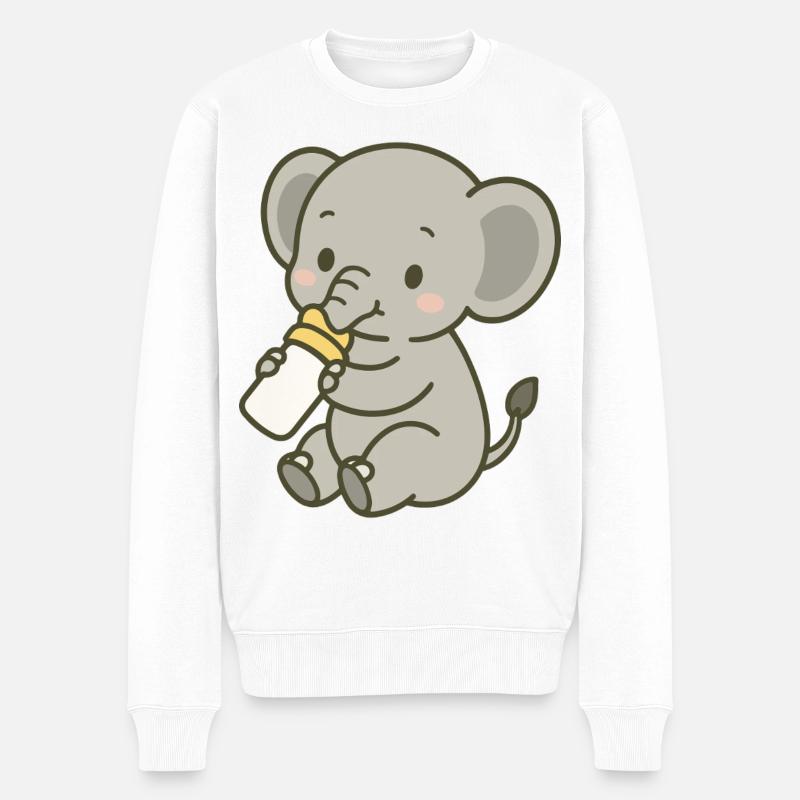 Tiny Trunk Sip - Männer Premium Bio Pullover - Weiß