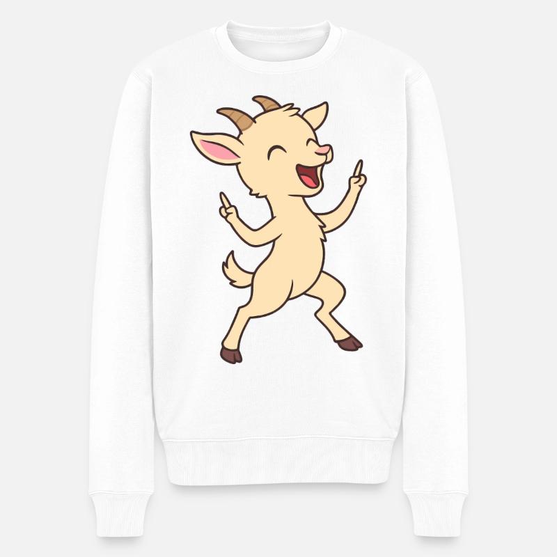 Chevreau dansant chèvre - Pull Premium bio Homme - blanc
