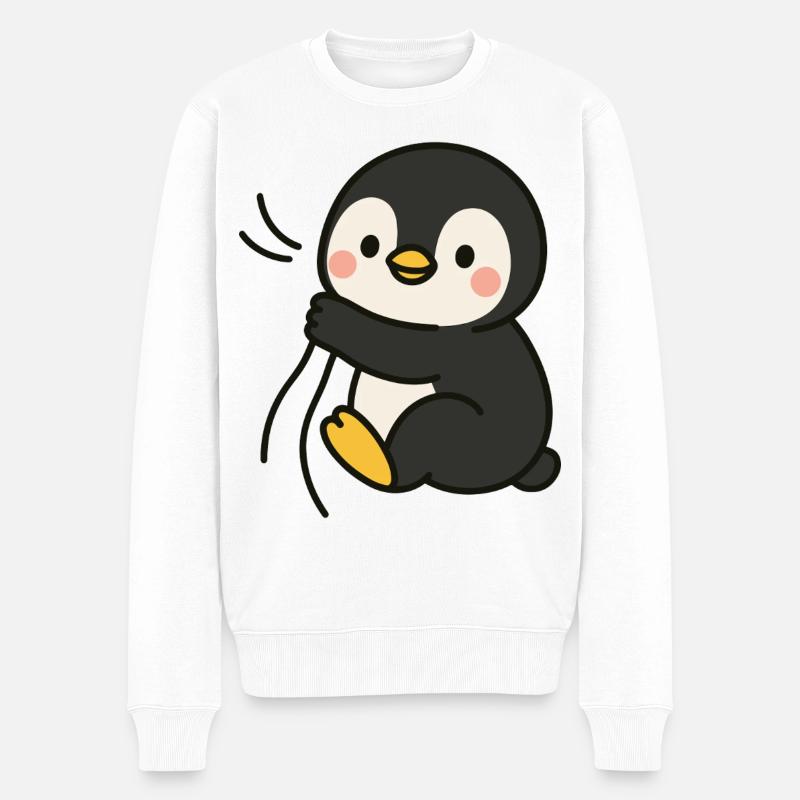 Kuschelpinguin - Männer Premium Bio Pullover - Weiß
