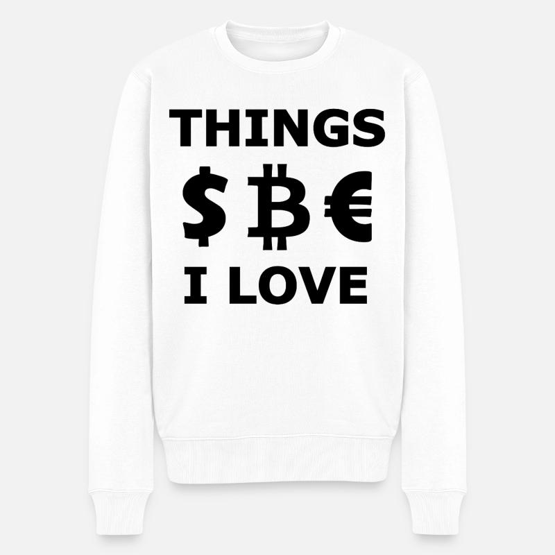 Bitcoin Symbol Design auf Dunklem Hintergrund - Männer Premium Bio Pullover - Weiß