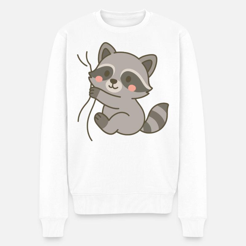 Eingekuschelt Waschbär - Männer Premium Bio Pullover - Weiß