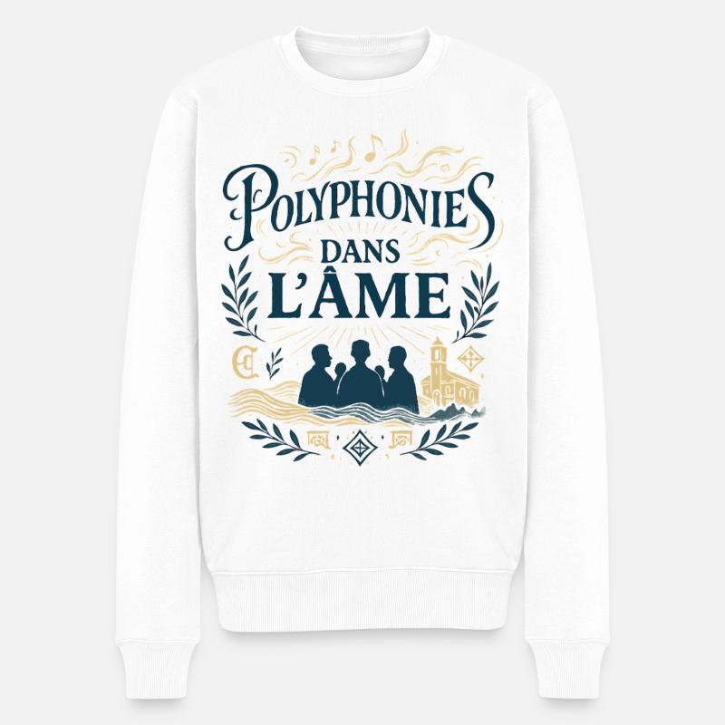Polyphonies dans l'âme - Pull Premium bio Homme - blanc