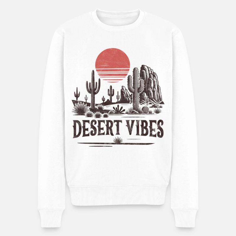 Wüsten-Vibes - Männer Premium Bio Pullover - Weiß