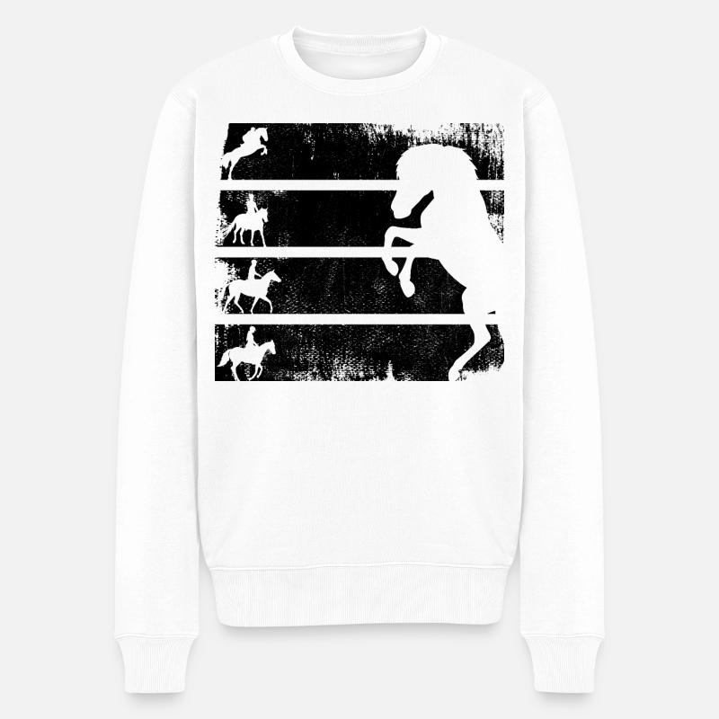 Pferdesport - Männer Premium Bio Pullover - Weiß