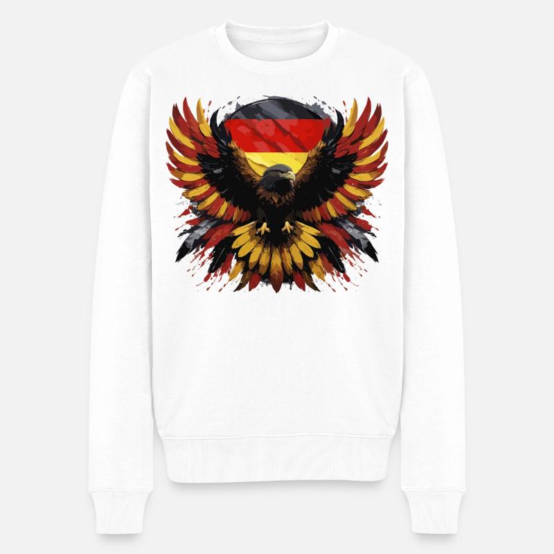 deutscher Adler Schwarz Rot Gold Flagge Adlerkopf - Männer Premium Bio Pullover - Weiß