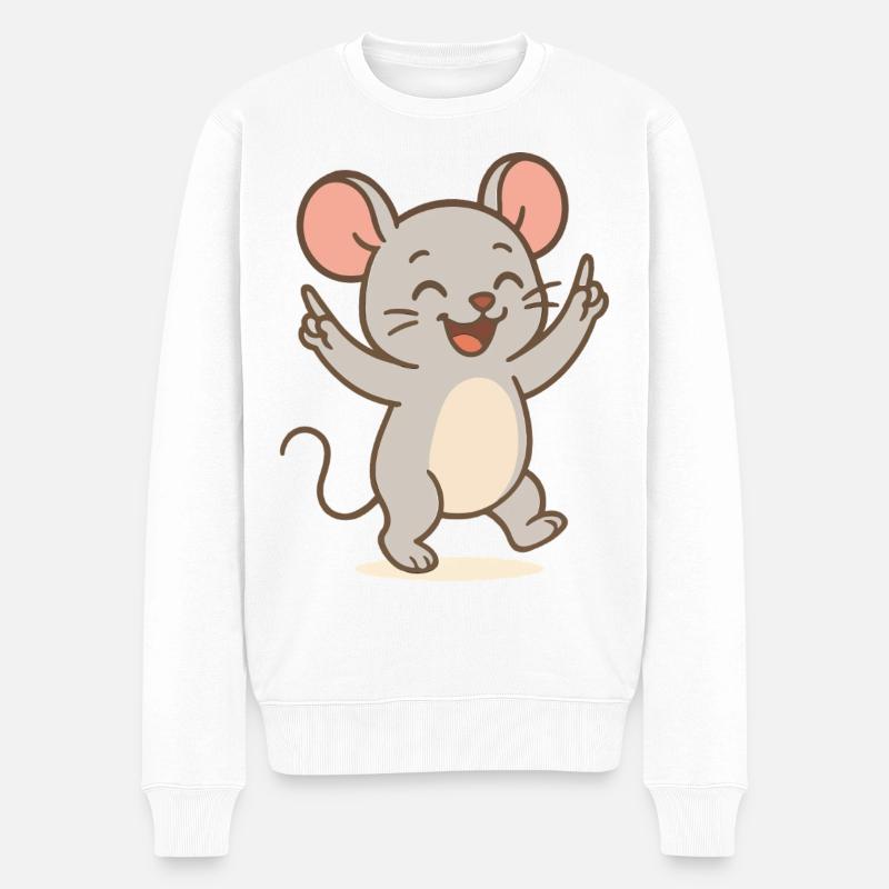 Glücks-Maus - Männer Premium Bio Pullover - Weiß