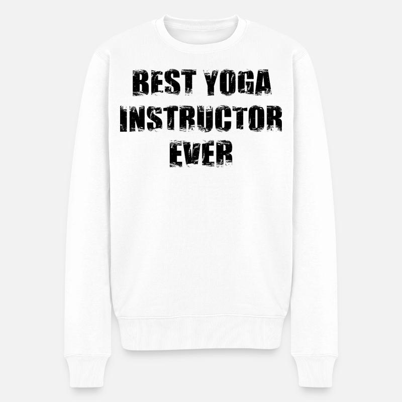 Bester Yoga Trainer - Männer Premium Bio Pullover - Weiß