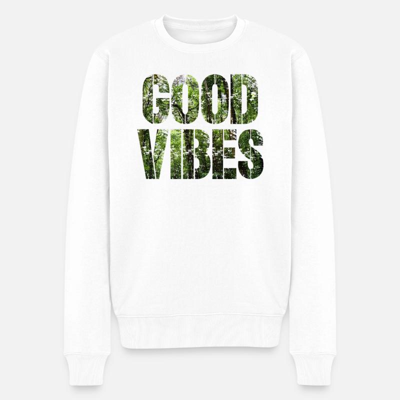 Gute Vibes - Männer Premium Bio Pullover - Weiß