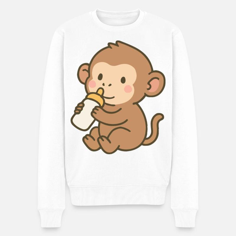 Fläschchen-Äffchen - Männer Premium Bio Pullover - Weiß