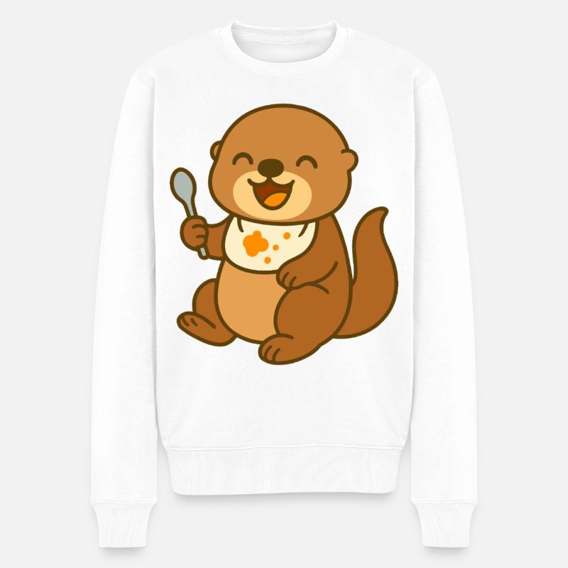 Seeotter-Snacktime - Männer Premium Bio Pullover - Weiß