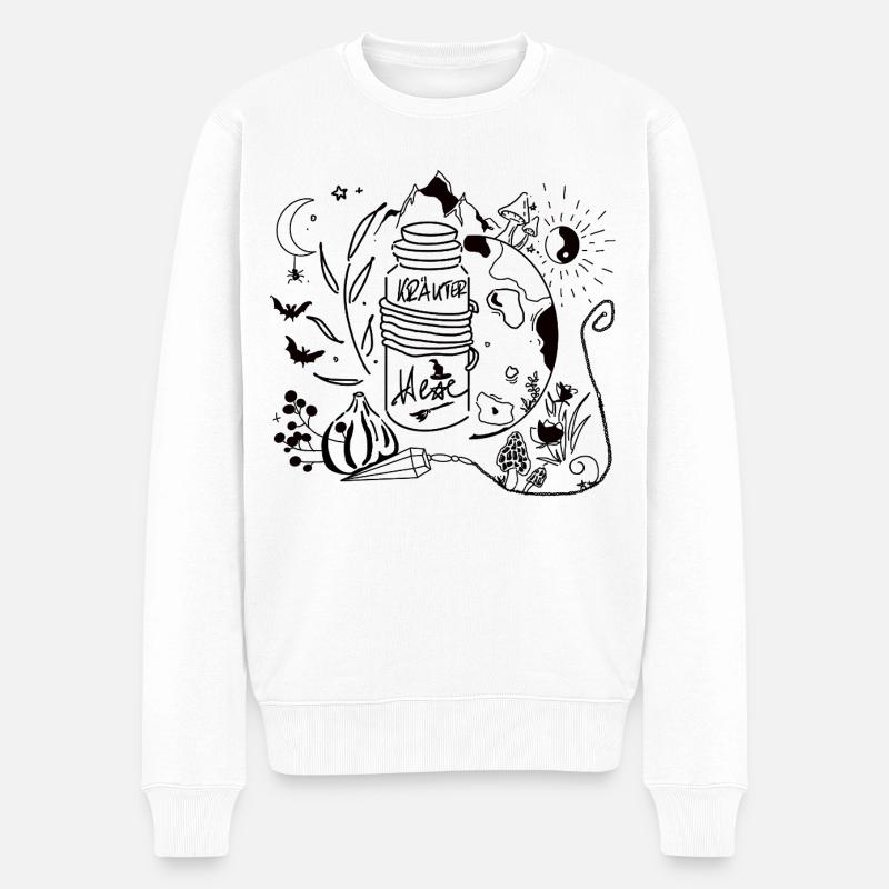 Krauterhexe - Männer Premium Bio Pullover - Weiß
