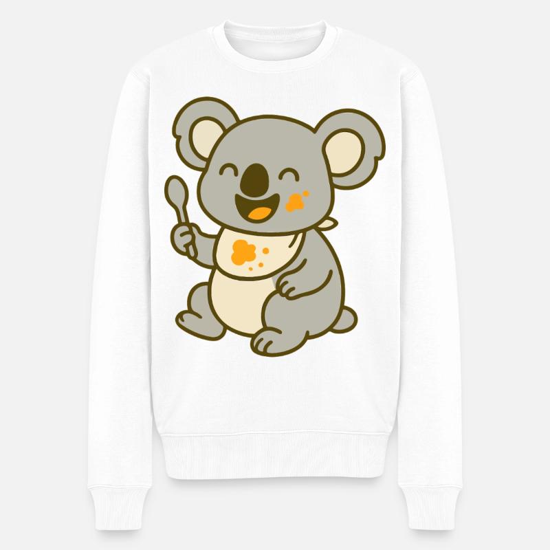 Niedliches Koalababy beim Essen - Männer Premium Bio Pullover - Weiß