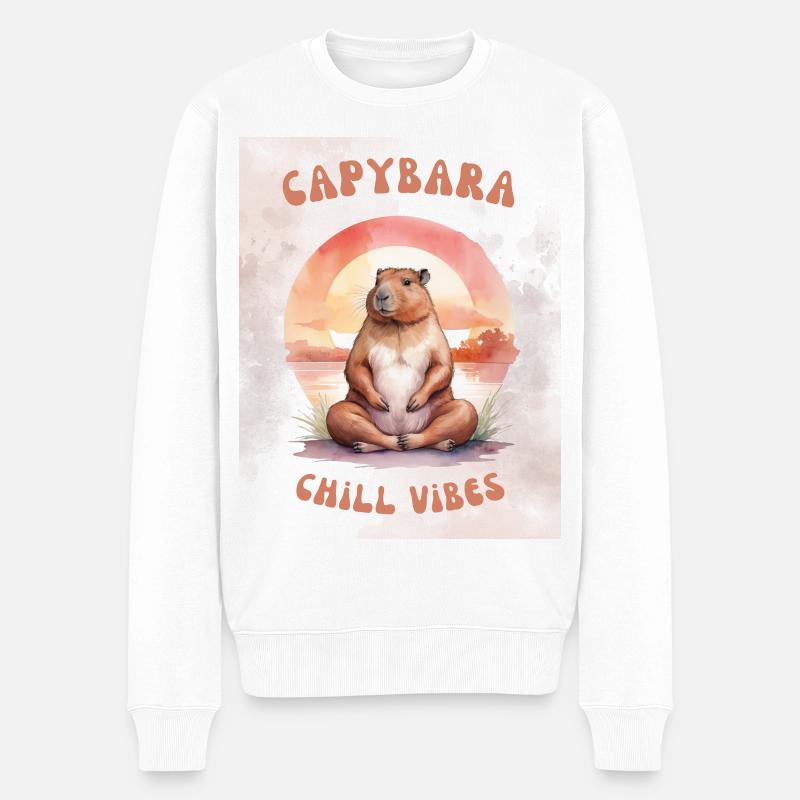 Chill, Relax & Capybara - Pull Premium bio Homme - blanc