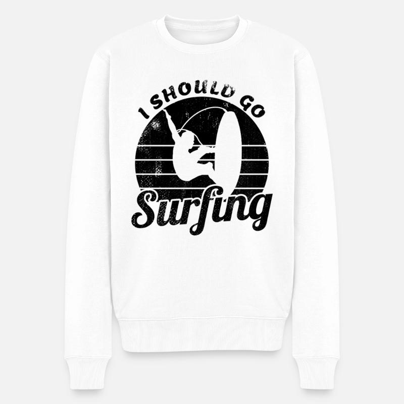 Je devrais aller surfer - Pull Premium bio Homme - blanc
