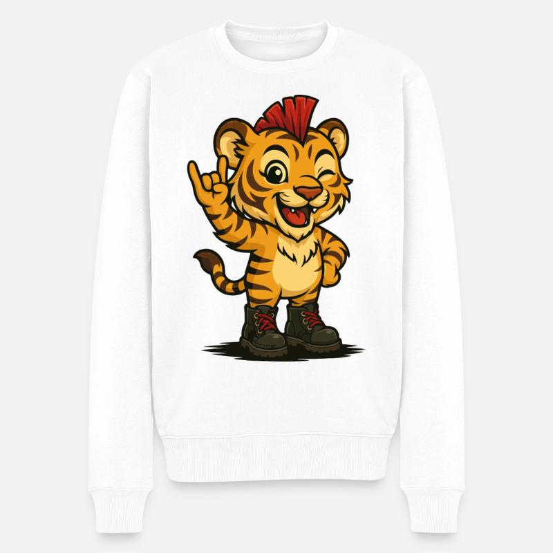 Punk Rock Cub - Männer Premium Bio Pullover - Weiß