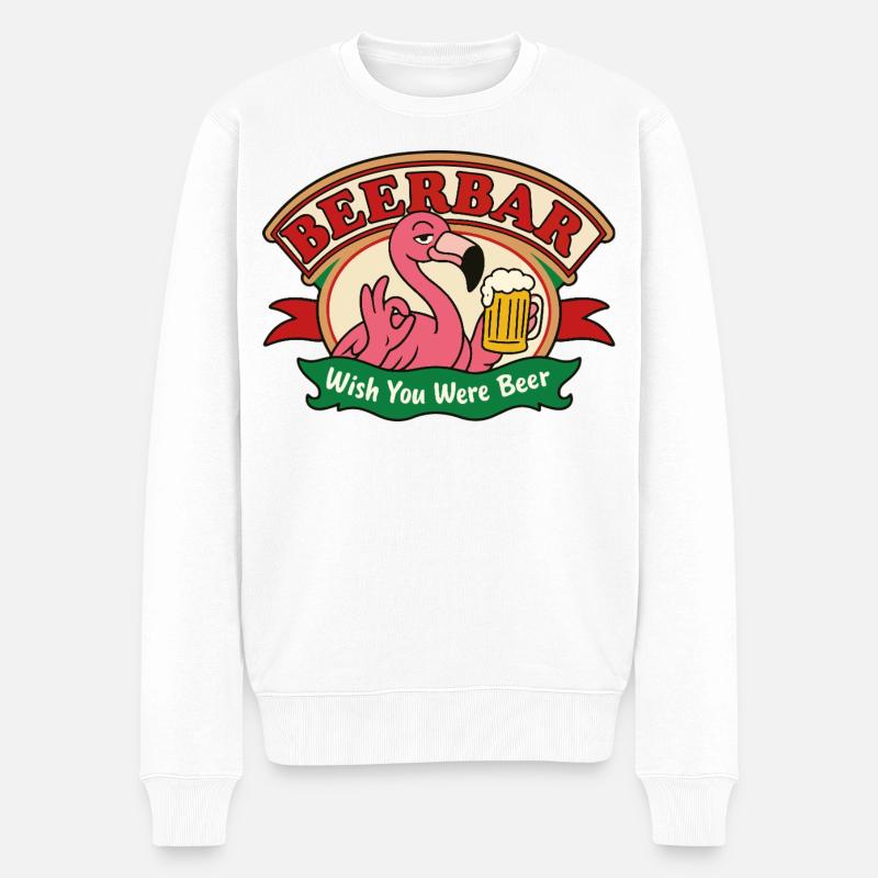 Flamant rose au robinet - Pull Premium bio Homme - blanc