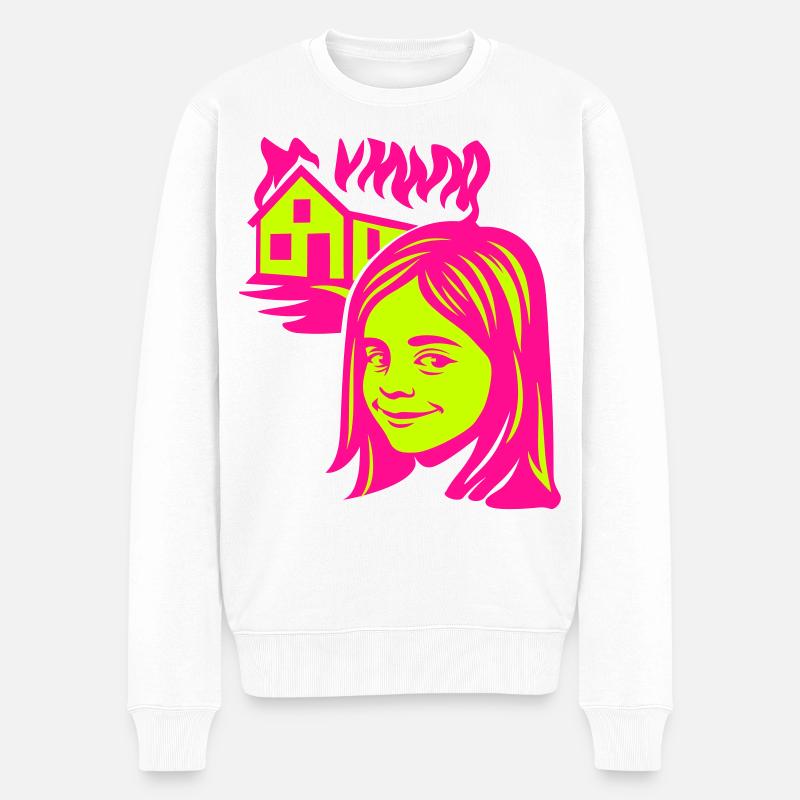 Meme Girl mit Feuer unterm Dach - Männer Premium Bio Pullover - Weiß