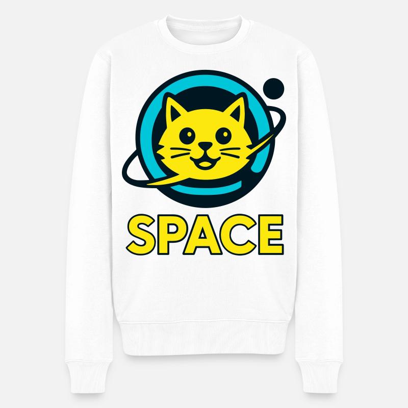 Space-Cat - Männer Premium Bio Pullover - Weiß