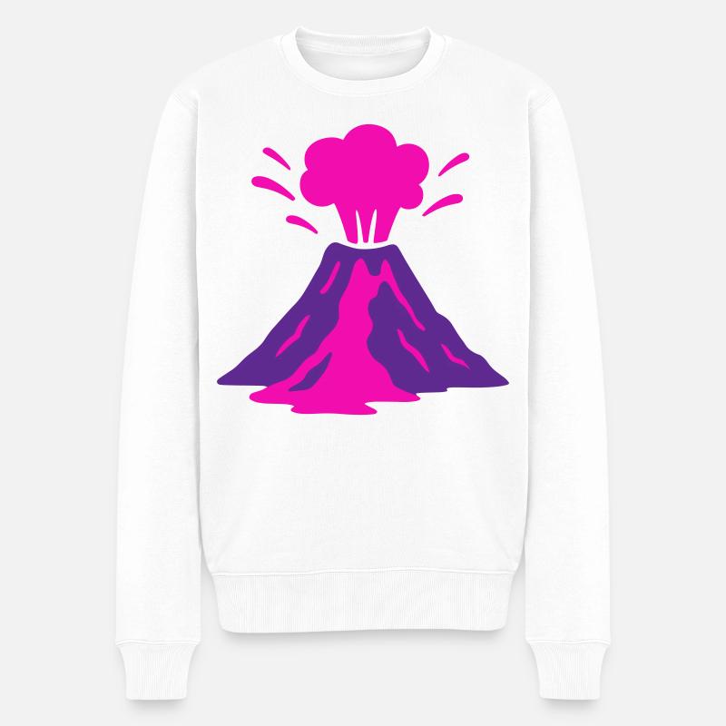 Vulkanausbruch in pink - Männer Premium Bio Pullover - Weiß