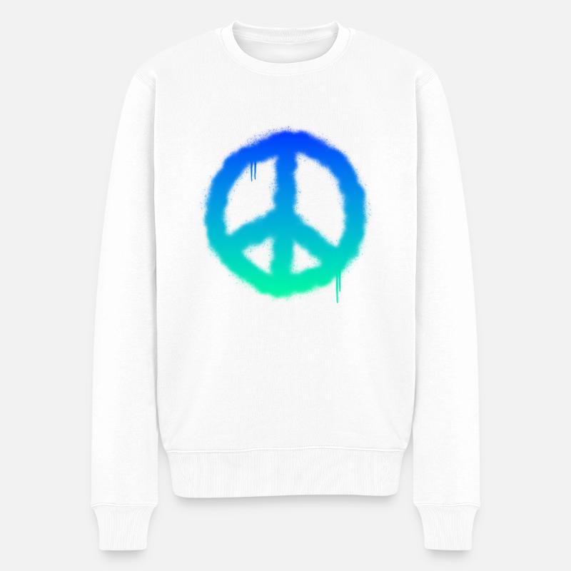 Das Graffiti Friedenszeichen - Männer Premium Bio Pullover - Weiß