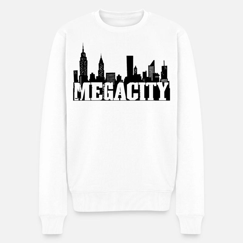 Die schwarze Megalopolis - Männer Premium Bio Pullover - Weiß