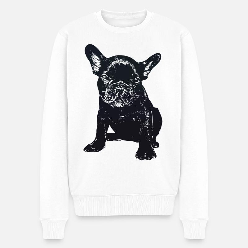 Schnuffelblick Bulldogge - Männer Premium Bio Pullover - Weiß