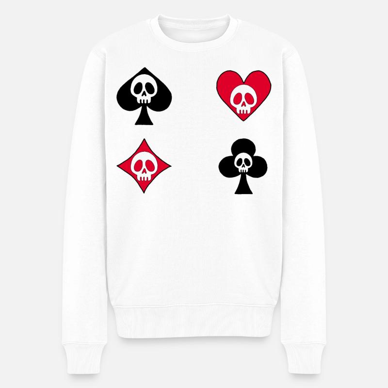 Crânes et jeu de cartes - Pull Premium bio Homme - blanc
