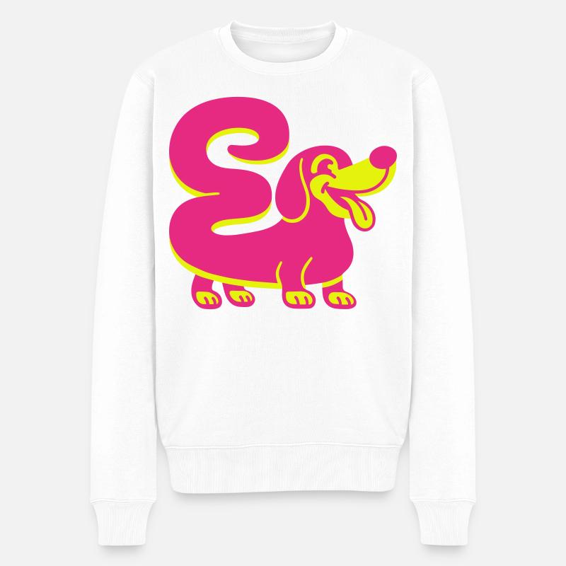 Super-Dackel im Pop-Art Style - Männer Premium Bio Pullover - Weiß