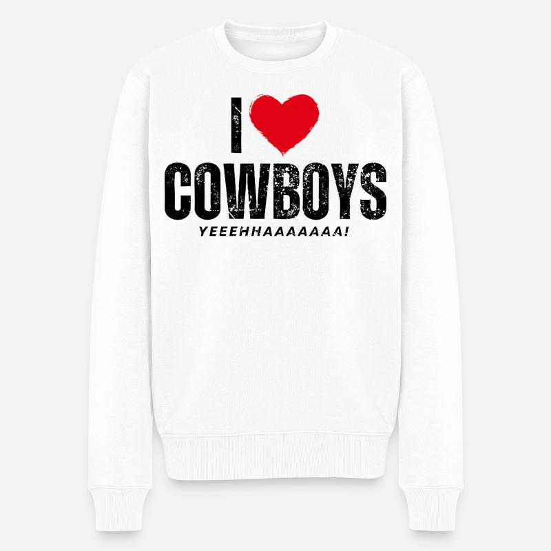 I LOVE COWBOYS! - Männer Premium Bio Pullover - Weiß