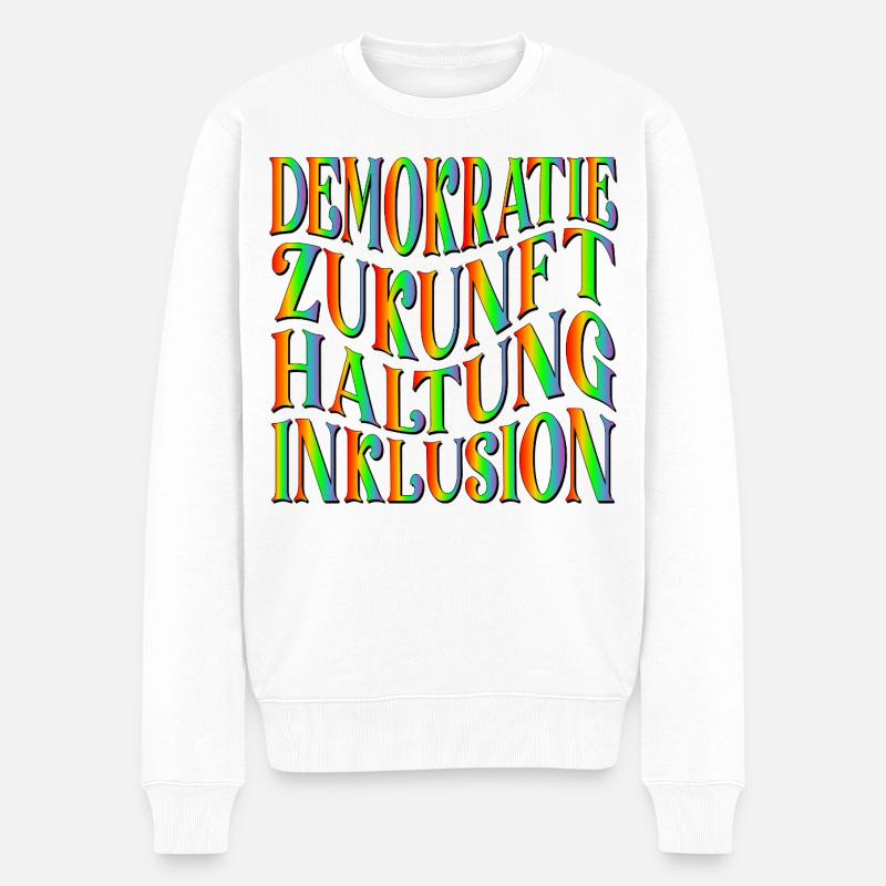 ZUKUNFT DEMOKRATIE - Männer Premium Bio Pullover - Weiß
