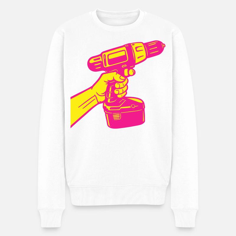 Heimwerker Pop-Art - Männer Premium Bio Pullover - Weiß