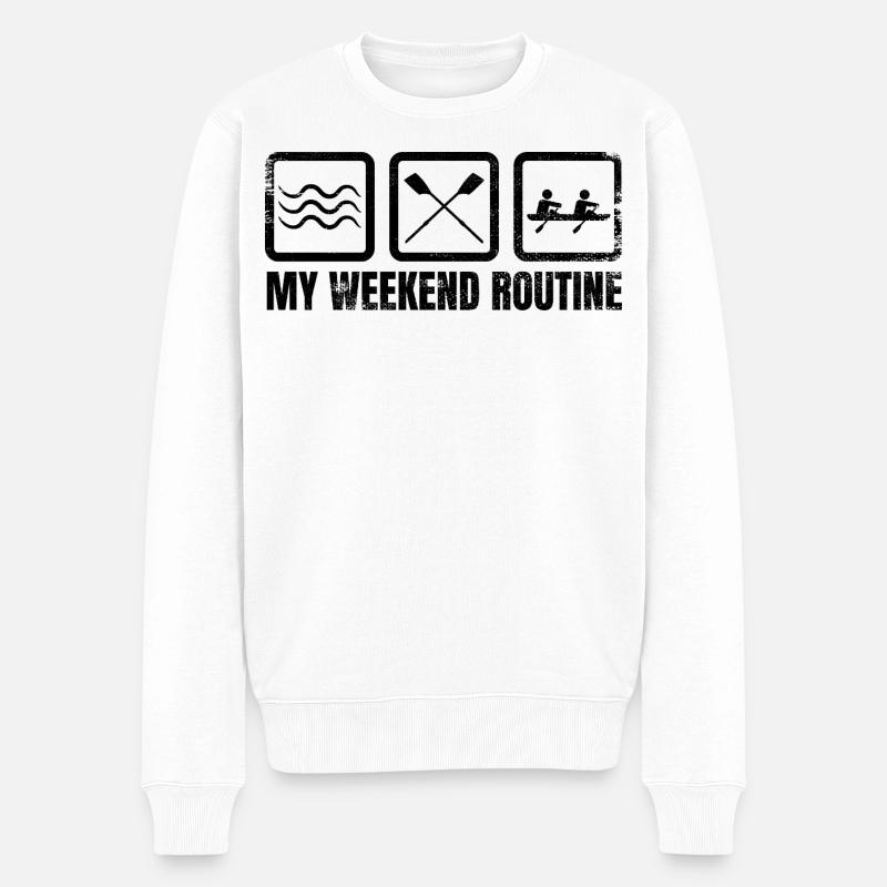 Meine Wochenendroutine - Männer Premium Bio Pullover - Weiß