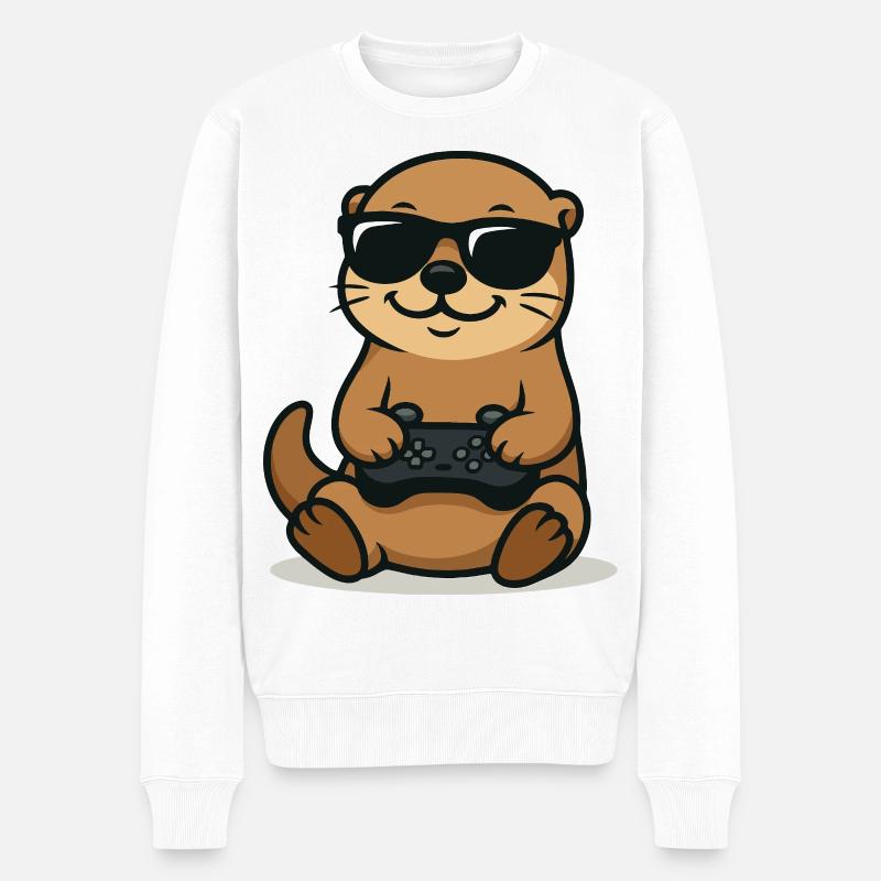 Gaming Otter Vibes - Männer Premium Bio Pullover - Weiß