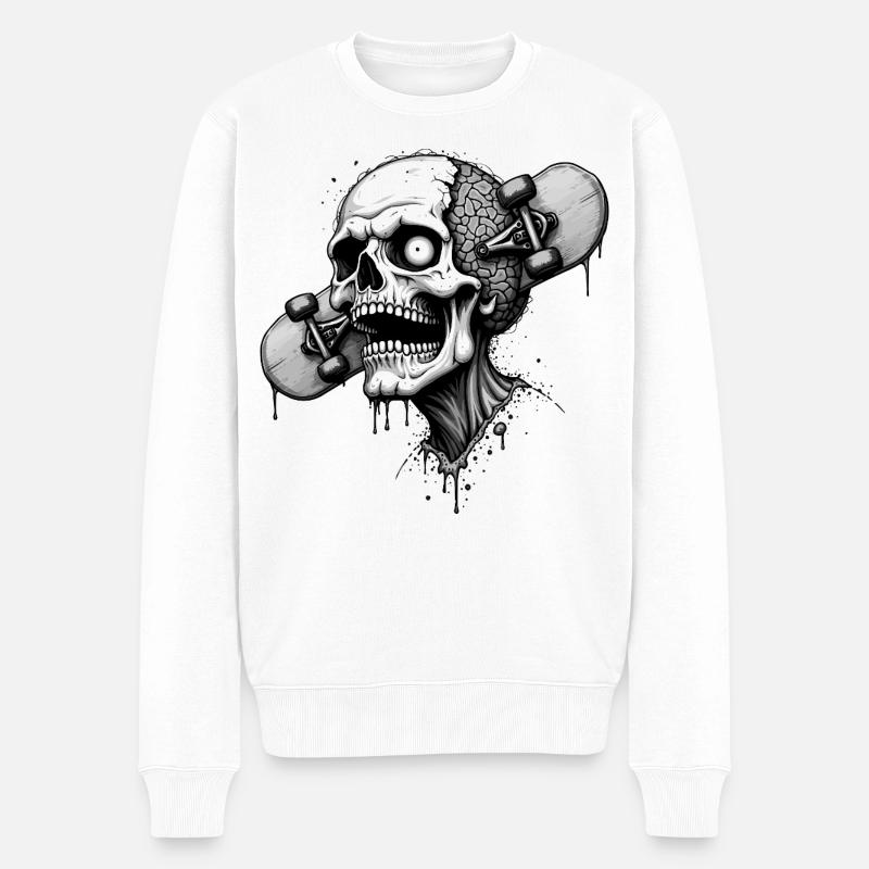 Skate Zombie - Männer Premium Bio Pullover - Weiß