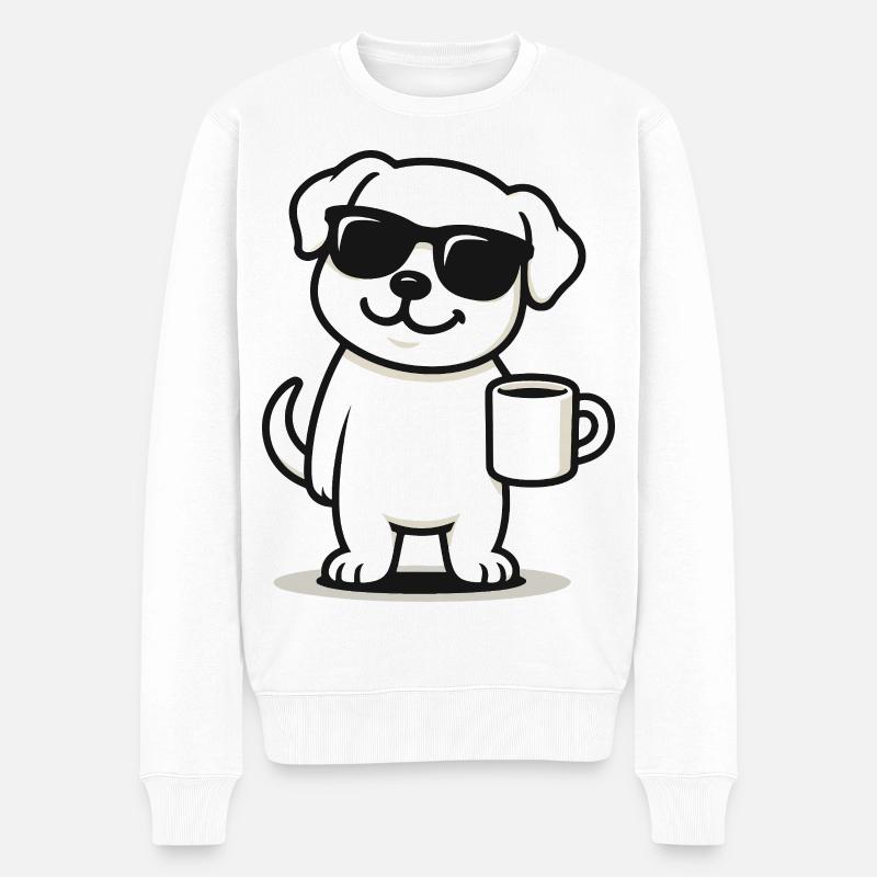 Coffee Pup - Männer Premium Bio Pullover - Weiß