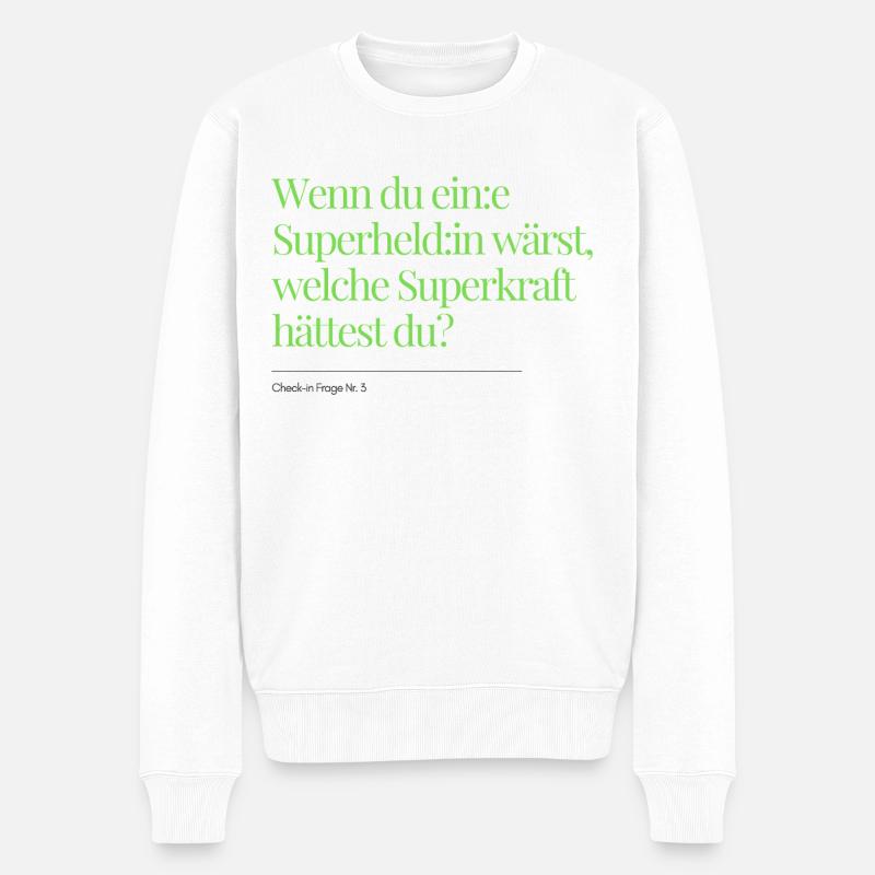 Check-in Frage Nr. 3 - Männer Premium Bio Pullover - Weiß