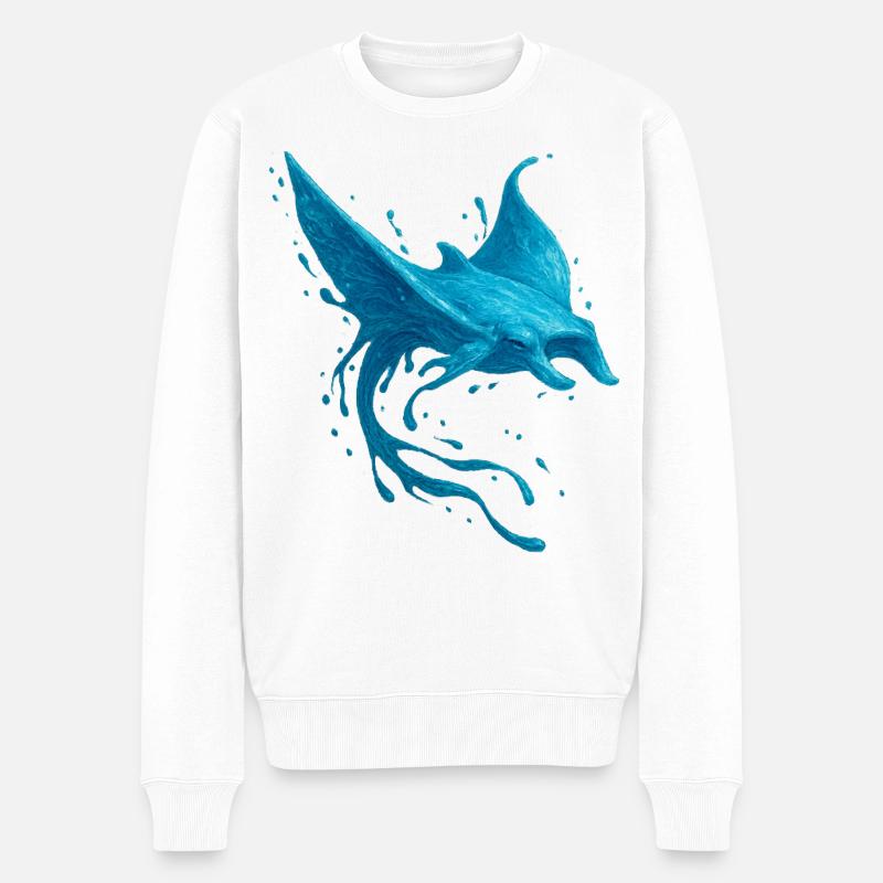 Fluid Manta - Männer Premium Bio Pullover - Weiß