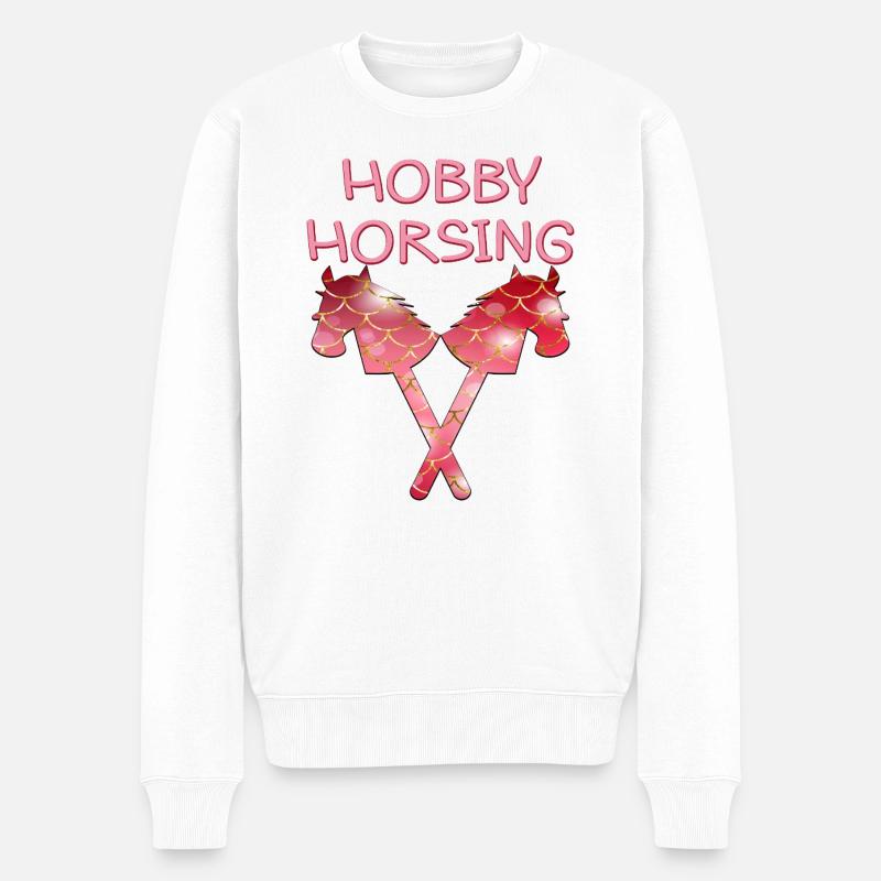HOBBY HORSING PFERDE - Männer Premium Bio Pullover - Weiß