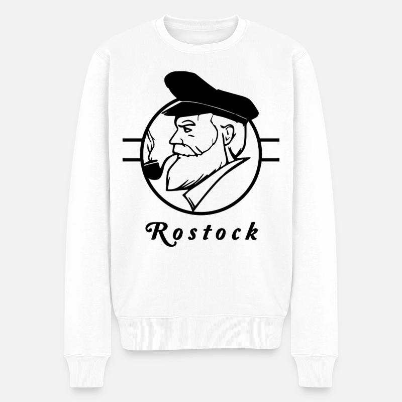 Seemann aus Rostock – Nordisch Herb - Männer Premium Bio Pullover - Weiß