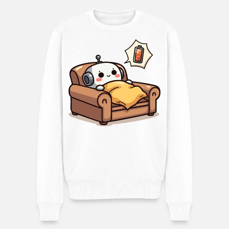 Energiespar-Roboter - Männer Premium Bio Pullover - Weiß