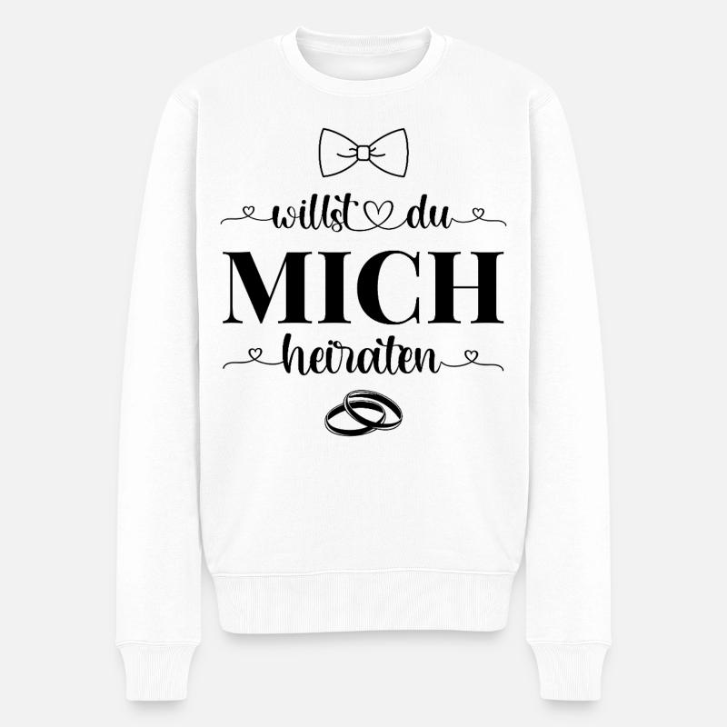 Willst Du mich heiraten - Männer Premium Bio Pullover - Weiß