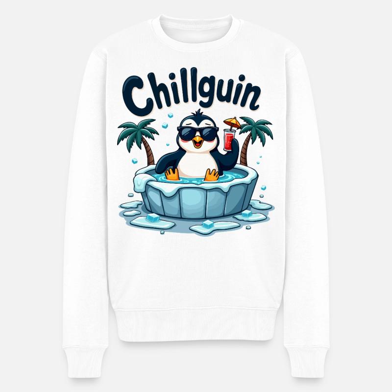 Chillguin – Coolness auf Eis - Männer Premium Bio Pullover - Weiß