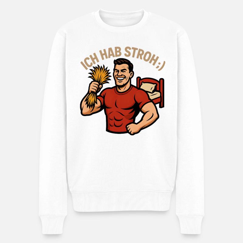 ich hab stroh - Männer Premium Bio Pullover - Weiß