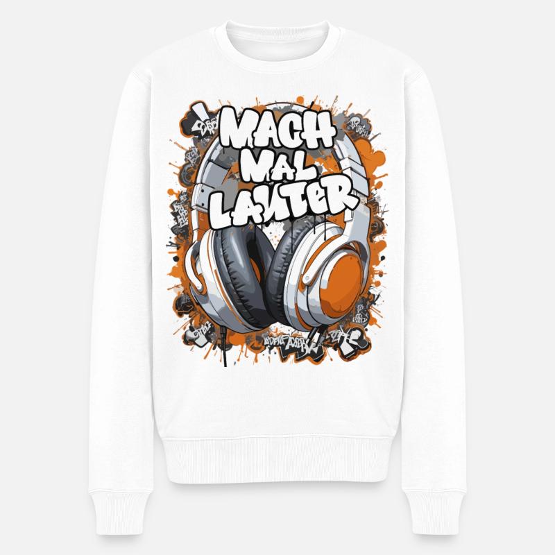 Graffiti-Headphones mit Slogan - Männer Premium Bio Pullover - Weiß