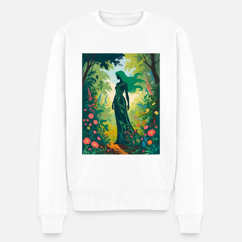 Mutter Natur im Zauberwald - Männer Premium Bio Pullover - Weiß
