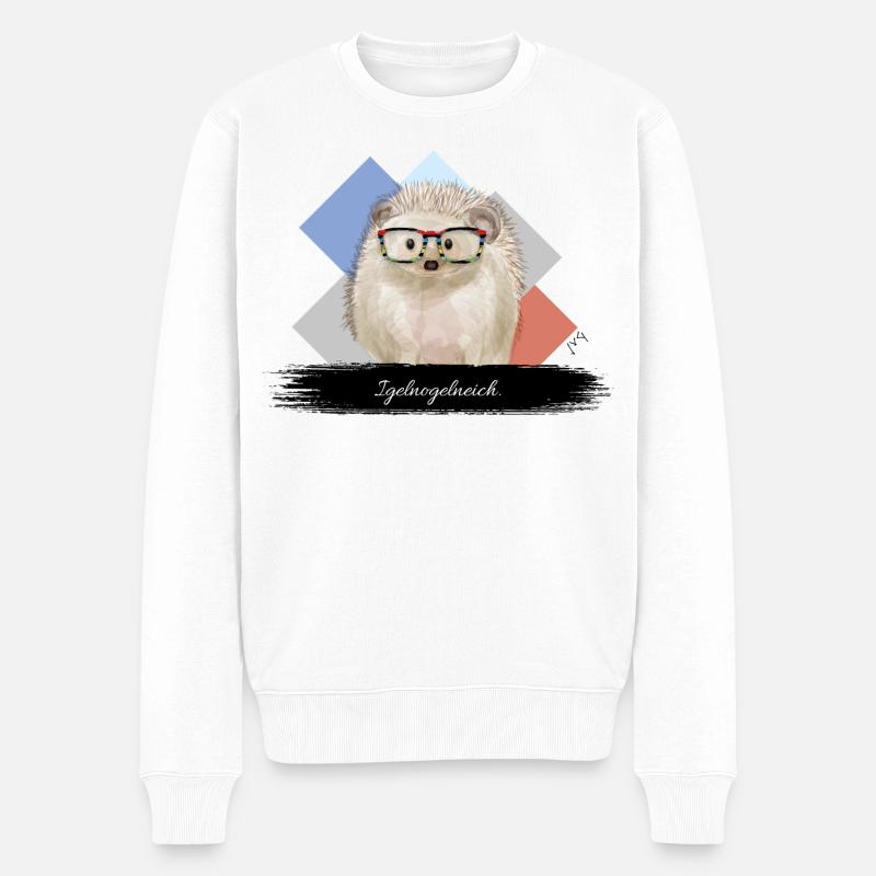 JvG Igel "Igelnogelneich" - Männer Premium Bio Pullover - Weiß