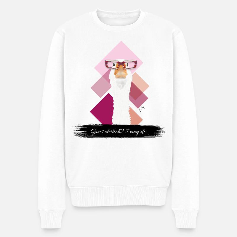 JvG Gans "Gons ehrlich? I mog di." - Männer Premium Bio Pullover - Weiß