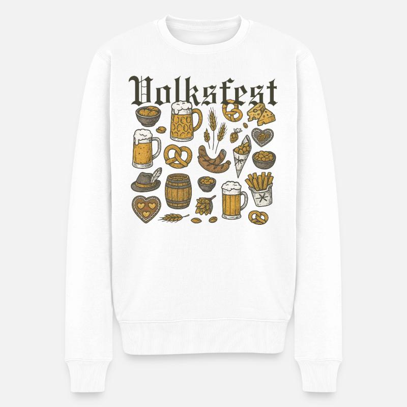 Volksfest Bier und Schmankerl Design - Männer Premium Bio Pullover - Weiß